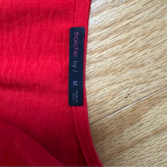 Fraiche By J Red Long Sleeve V-Neck Cocktail Dress Size Medium - Picture 2 of 6